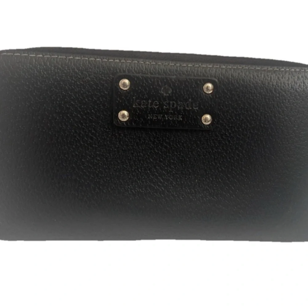 Kate Spade Leather Wallet Black Water Zip-Around Organizer Clutch